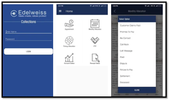 Edelweiss Retail Finance Collection app Screenshot