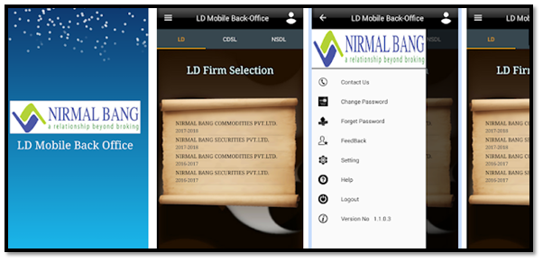 Nirmal Bang BO App LD Firm Selection Screen