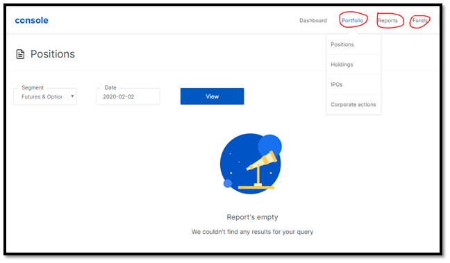 Zerodha Console Corporate Actions Interface