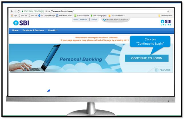 SBI Website Personal Banking page