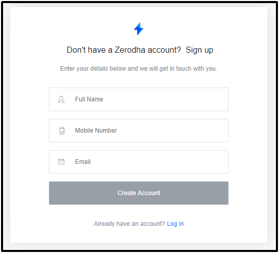Zerodha Streak Create Account Option