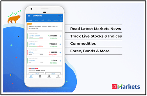 ET Markets Mobile App Interface